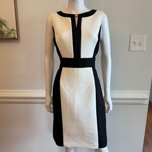 Tahari Black and White Long Sleeve Dress